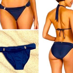 NWT XS VIX navy blue roll top goldbar swim bottoms